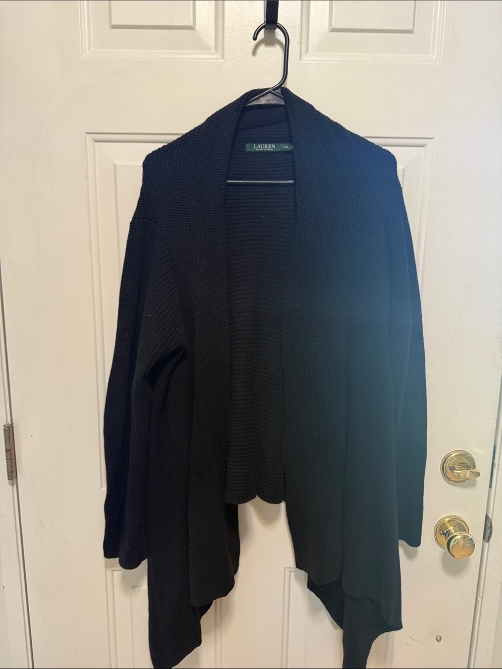 Lauren Ralph Lauren Black Open-Front Knit Cardigan